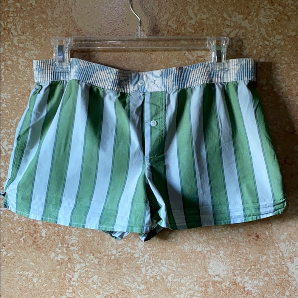 Gap green striped boxer sleep shorts